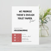 Funny Housewarming Invitation • Toilet Paper Quote 招待状 (スタンド正面)