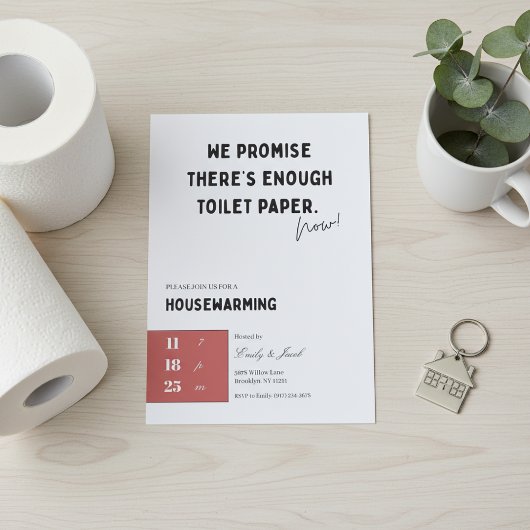 Funny Housewarming Invitation • Toilet Paper Quote 招待状