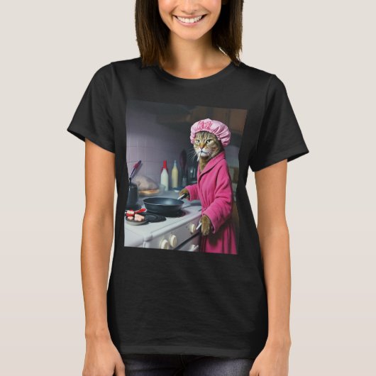 Funny Housewife Cat Meme Gen Z Brainrot T-Shirt Tシャツ (正面)
