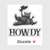 Funny Howdy Raccoon with Cowboy Hat and Boots シール (シート)