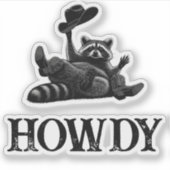 Funny Howdy Raccoon with Cowboy Hat and Boots シール (正面)