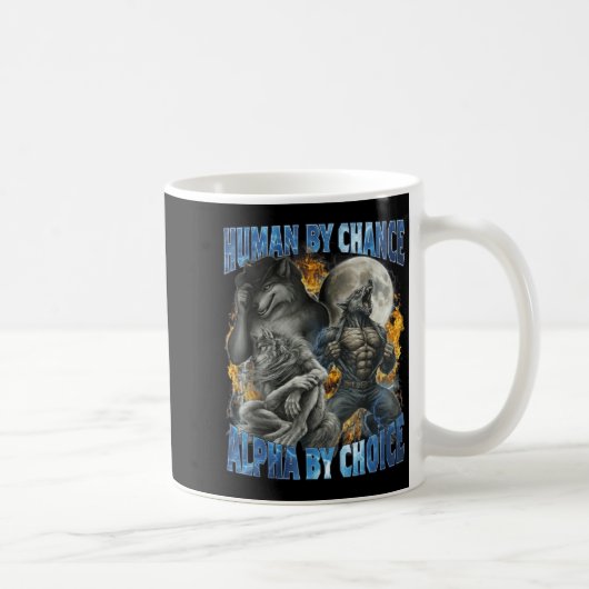 Funny Human By Chance Alpha By Choice Wolf Matchin コーヒーマグカップ (右)
