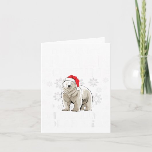 Funny Human Costume Lar Bear Christmas Lights Sant カード (正面)