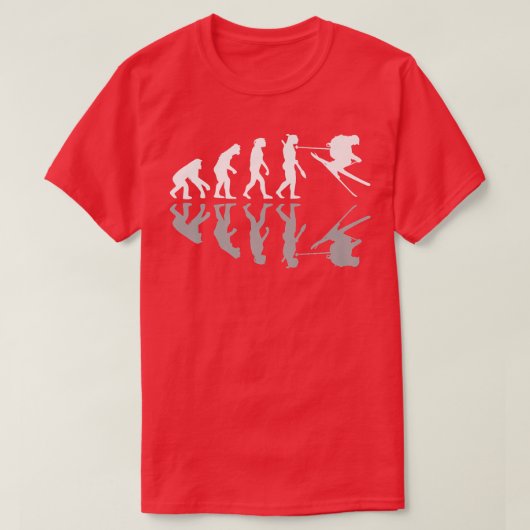 Funny Human Evolution Skiing Humor Ski Snowboard W Tシャツ (デザイン正面)