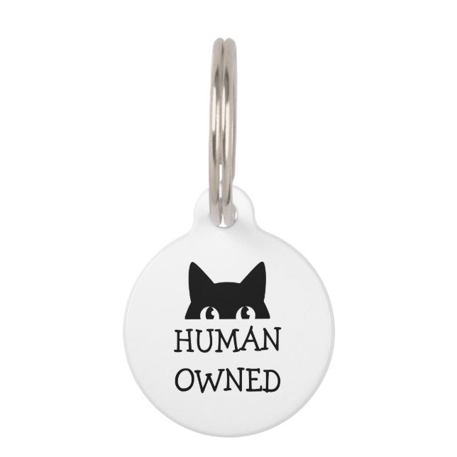Funny Human Owned Cat Tag ペット　ネームタグ (正面)