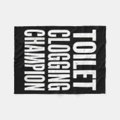 Funny Humor Bathroom Joke Toilet Clogging Chamon  フリースブランケット (正面(横))