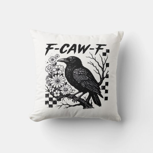 Funny Humor Crow Gothic F-Caw-F Essential クッション (正面)