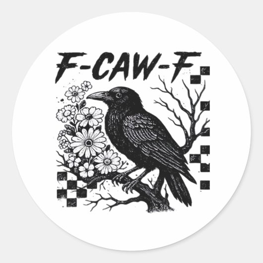 Funny Humor Crow Gothic F-Caw-F Essential ラウンドシール (正面)