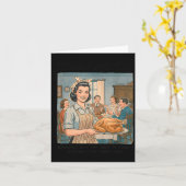 Funny Humor Retro Thanksgiving Family Dysfunction  カード (黄色い花)