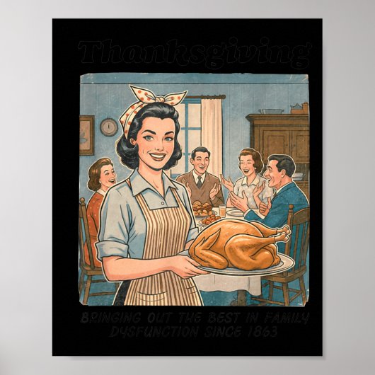 Funny Humor Retro Thanksgiving Family Dysfunction  ポスター (正面)