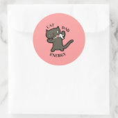 Funny Humorous Cat Dad Energy ラウンドシール (バッグ)