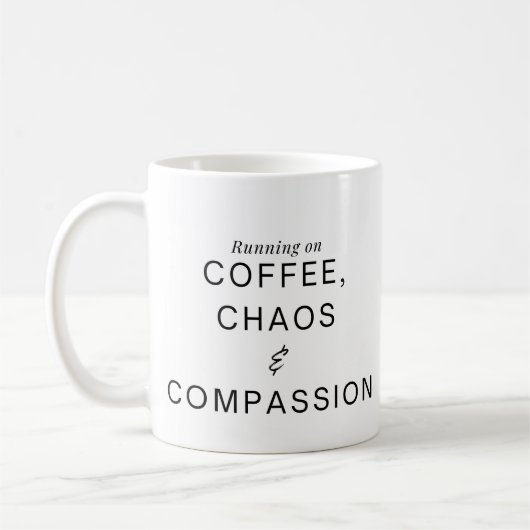 Funny Humorous Nurse Coffee and Compassion  コーヒーマグカップ (左)