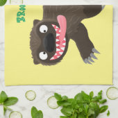 Funny hungry wolverine animal cartoon キッチンタオル (折り畳み)