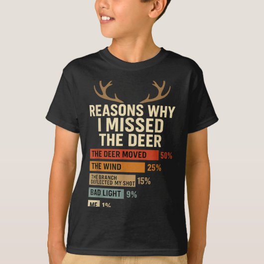Funny Hunter Reasons Why I Missed The Deer Hunting Tシャツ (正面)