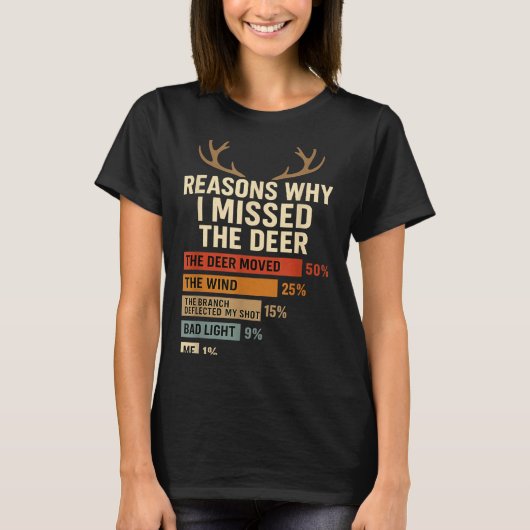 Funny Hunter Reasons Why I Missed The Deer Hunting Tシャツ (正面)