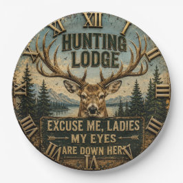 Funny Hunting Lodge Rustic Deer Hunter Decor ペーパープレート