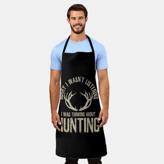 Funny Hunting Quote Saying Deer Venison Elk Hunter エプロン (着用した状態)