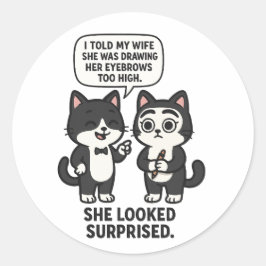 Funny husband and wife cat Jokes ラウンドシール