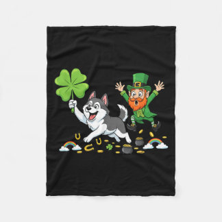 Funny Husky Clover St Patricks Day Womens Mens フリースブランケット