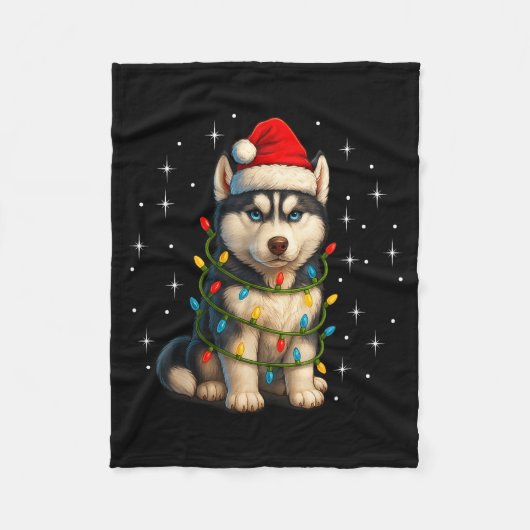 Funny Husky Dog Christmas Pj Pajama Men Women Pjs フリースブランケット (正面)
