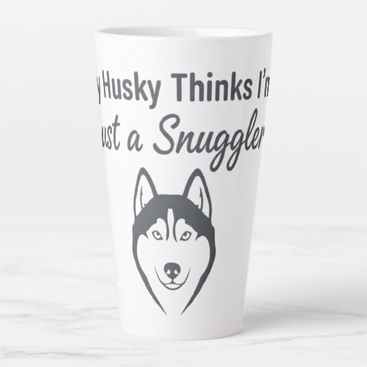 Funny Husky Dog Snuggler カフェラテマグ (正面)
