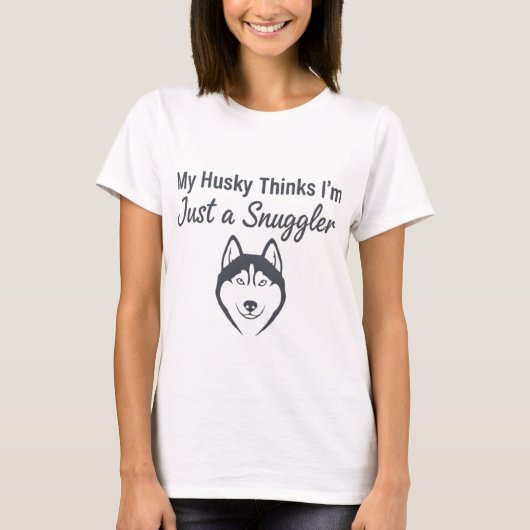  Funny Husky Dog Snuggler T-Shirt Tシャツ (正面)