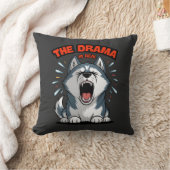 Funny Husky "The Drama Is Real" Yelling Dog Meme クッション (ブランケット)