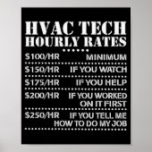 Funny Hvac Tech Hourly Rate Chart Men Women  ポスター (正面)
