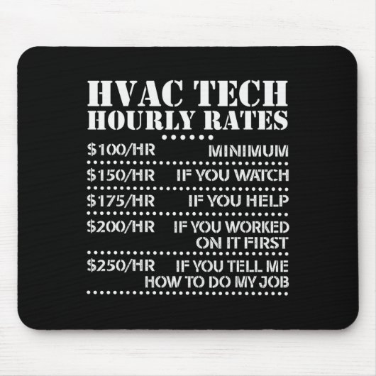Funny Hvac Tech Hourly Rate Chart Men Women  マウスパッド (正面)