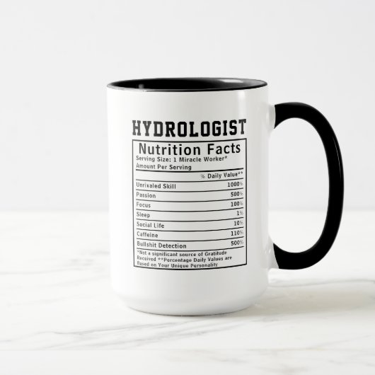 Funny Hydrologist Nutrition Facts Gift Scientists マグカップ (右)