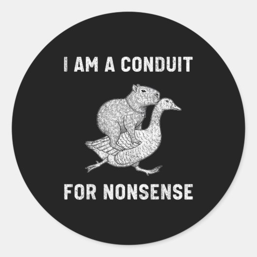 Funny I Am A Conduit For Nonsense Capybara Goose M ラウンドシール (正面)