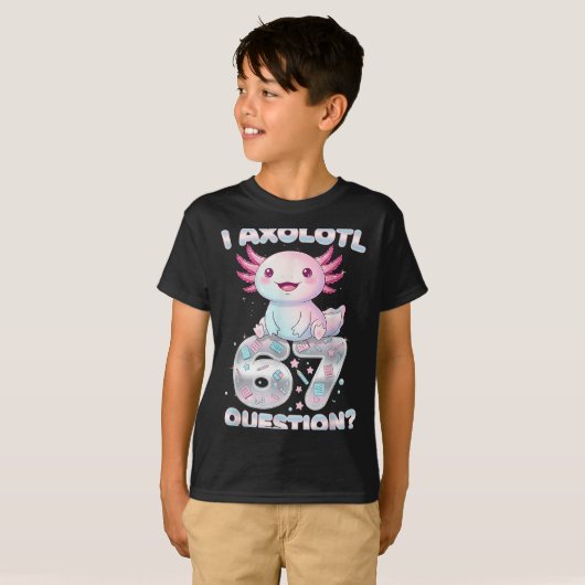 Funny I Axolotl 67 Questions Six Seven Axolotl Boy Tシャツ (正面フル)