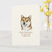 Funny "I Chews You" Shiba Inu Valentine's Day Art カード (黄色い花)