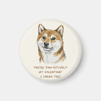 Funny "I Chews You" Shiba Inu Valentine's Day Art マグネット