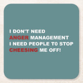 Funny I Don't Need Anger Management スクエアペーパーコースター (正面)