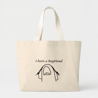 Funny I Have a Boyfriend Tote Bag Cute Minima Girl ラージトートバッグ