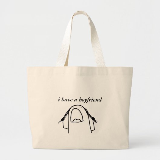 Funny I Have a Boyfriend Tote Bag Cute Minima Girl ラージトートバッグ (正面)