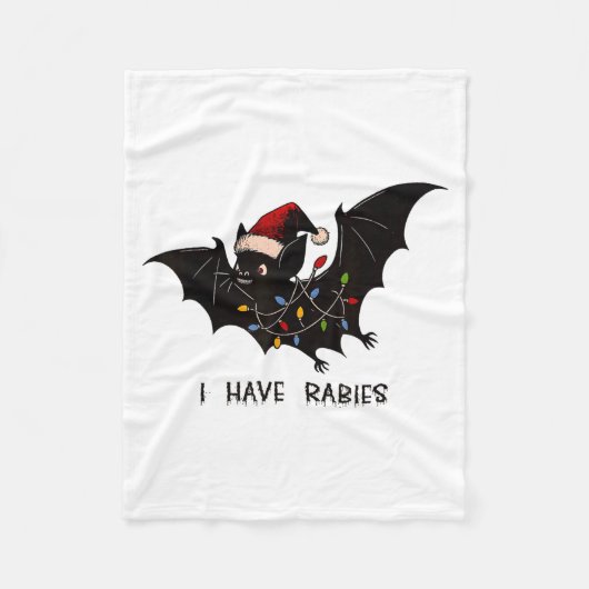 Funny I Have Rabies Christmas Bat Matching Holiday フリースブランケット (正面)