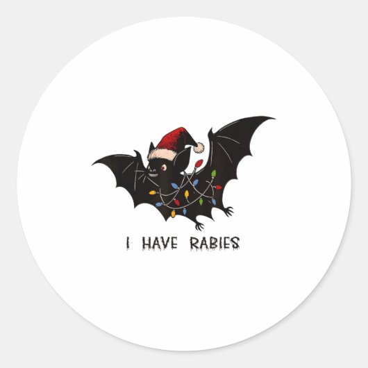 Funny I Have Rabies Christmas Bat Matching Holiday ラウンドシール (正面)