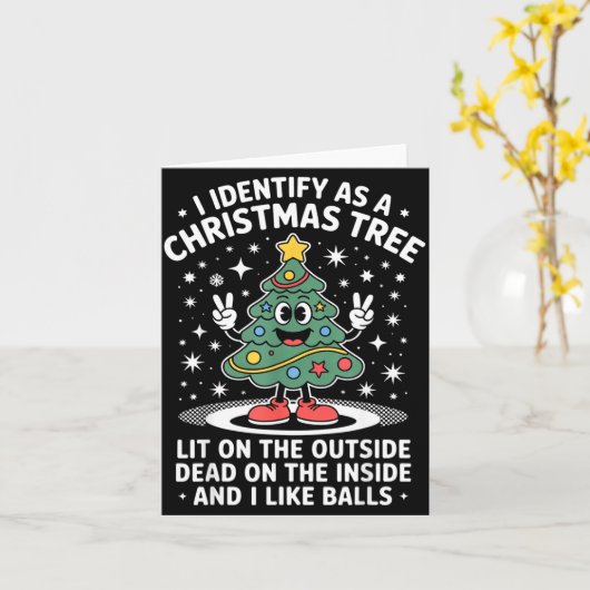 Funny I Identify As A Christmas Tree Lit On The Ou カード (黄色い花)