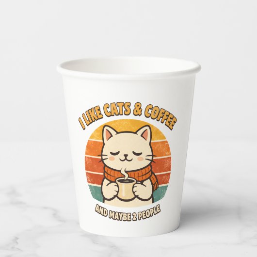 Funny "I Like Cats & Coffee" Disposable Paper Cups 紙コップ (裏面)