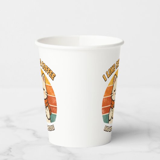 Funny "I Like Cats & Coffee" Disposable Paper Cups 紙コップ (左)