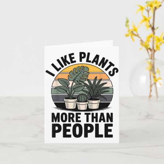 Funny I Like Plants More Than People Design  カード (黄色い花)