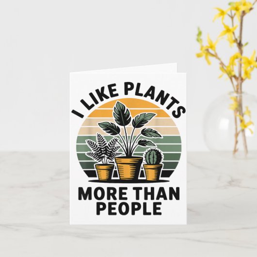 Funny I Like Plants More Than People Design  カード (黄色い花)