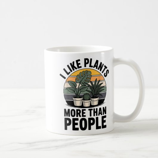 Funny I Like Plants More Than People Design  コーヒーマグカップ (右)