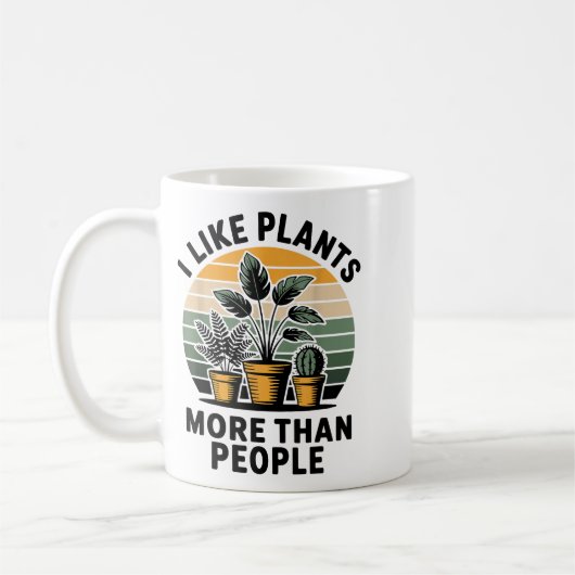 Funny I Like Plants More Than People Design  コーヒーマグカップ (左)