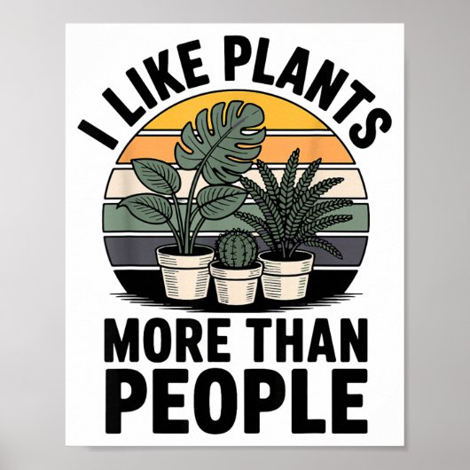 Funny I Like Plants More Than People Design ポスター (正面)