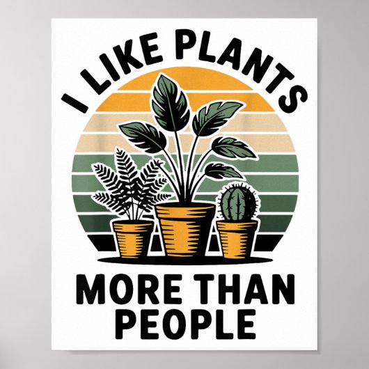 Funny I Like Plants More Than People Design ポスター (正面)