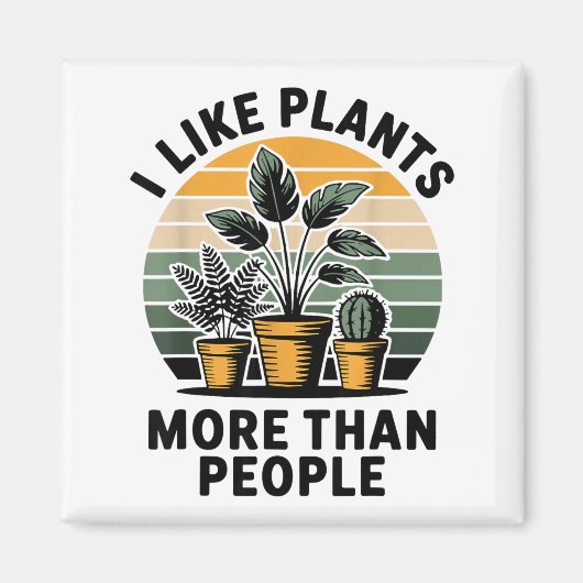 Funny I Like Plants More Than People Design  マグネット (正面)