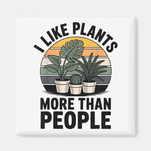 Funny I Like Plants More Than People Design  マグネット (正面)